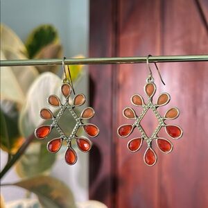 Gold-Tone Red & Coral Teardrop Dangle Earrings
